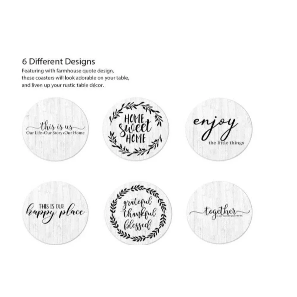 6-Pack Absorbent Drink Coasters with Holder Coasters for Drinks Coaster Set